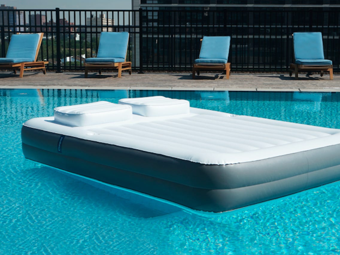 air mattress as pool float